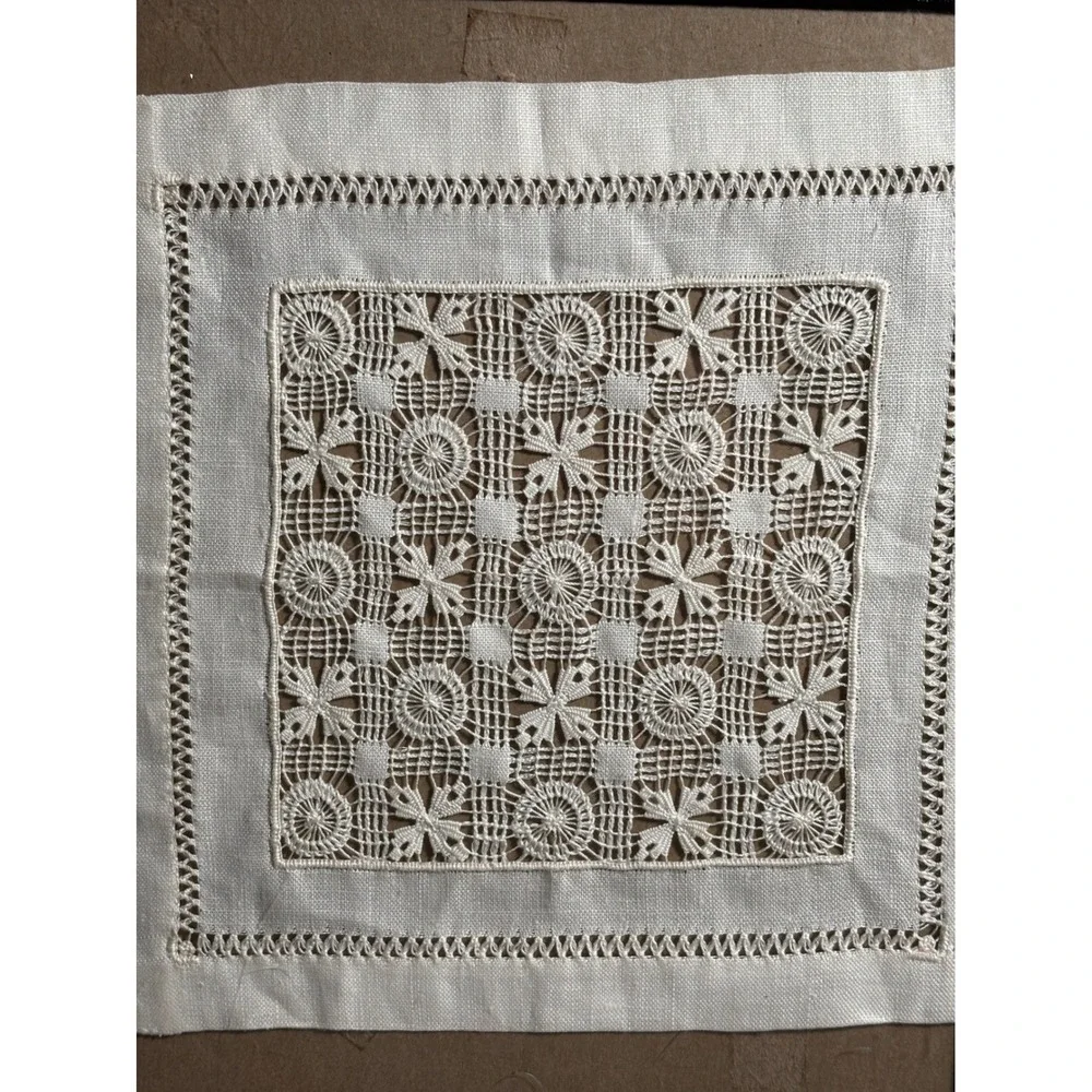 Vintage Handmade Battenberg Lace Lefkara Like Centerpiece Embroidery Cottagecore